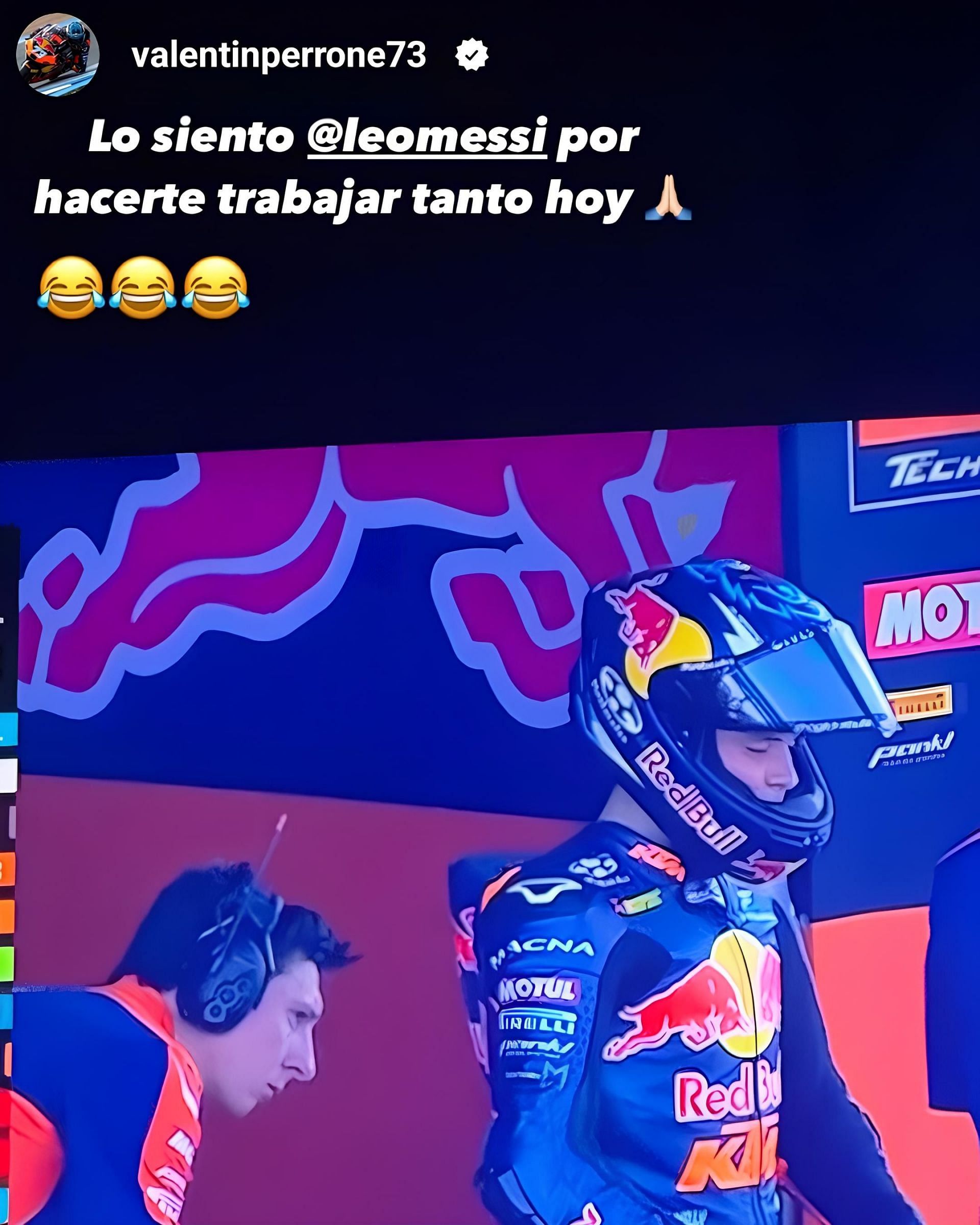 Screenshot of Valentin Perrone's post about Lionel Messi (Instagram/@ValentinPeronne73)
